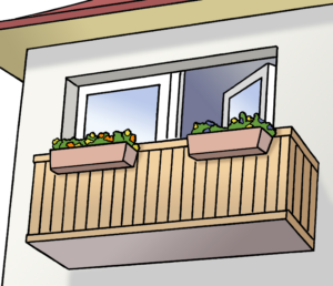 Ein Haus mit Balkon